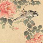 studio art kaart van schilderij bloemen en vogel blanco